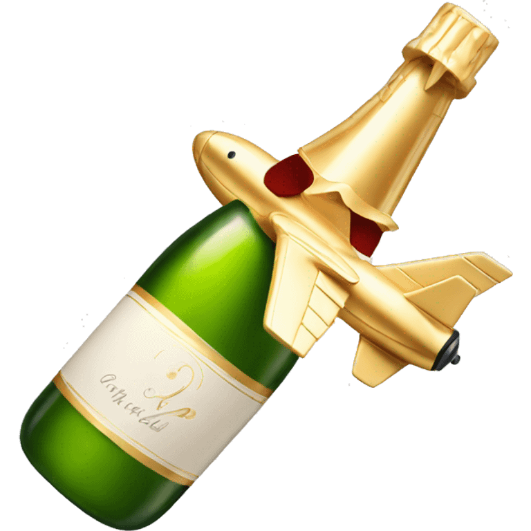 Christening Jet with bottle of champagne  emoji