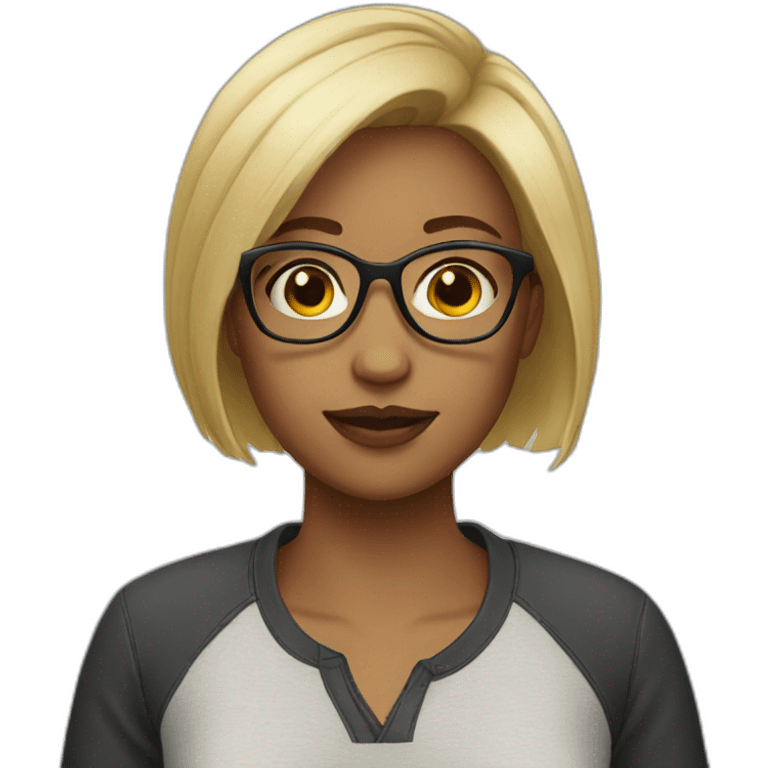  Girl with glasses short hair emoji