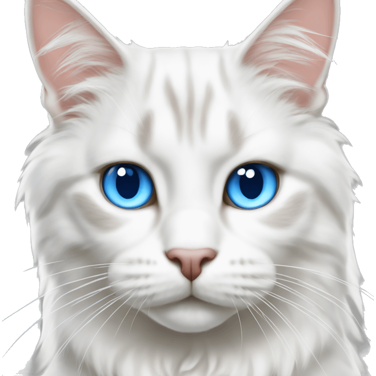 Mainecoon white cat with blue eyes emoji