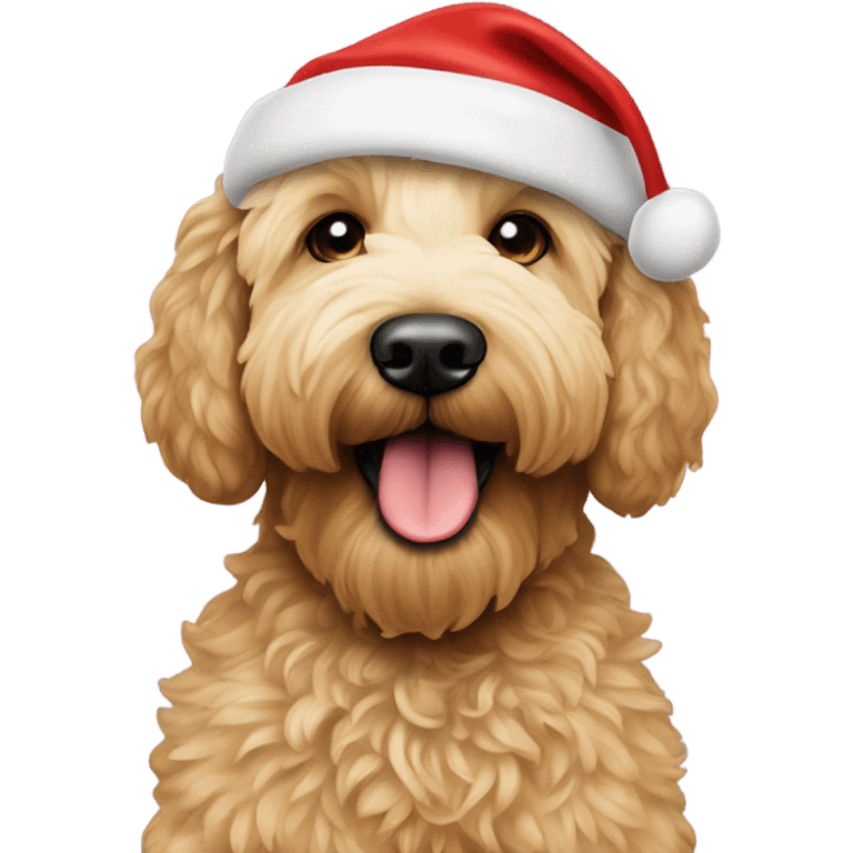 goldendoodle with Santa hat  emoji