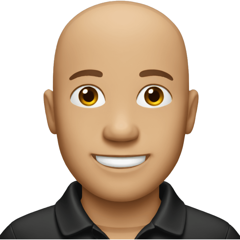 happy bald man in black polo emoji