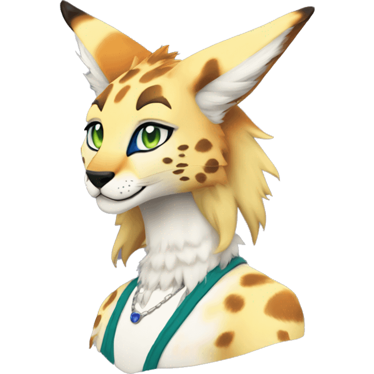 Anthro Epic Beautiful Handsome Pretty Colorful Sergal-Serval-Vernid full body emoji