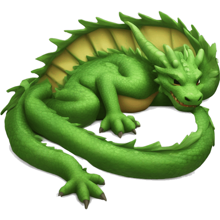 realistic chinese earth dragon curled up sleeping, eyes closed, laying down emoji