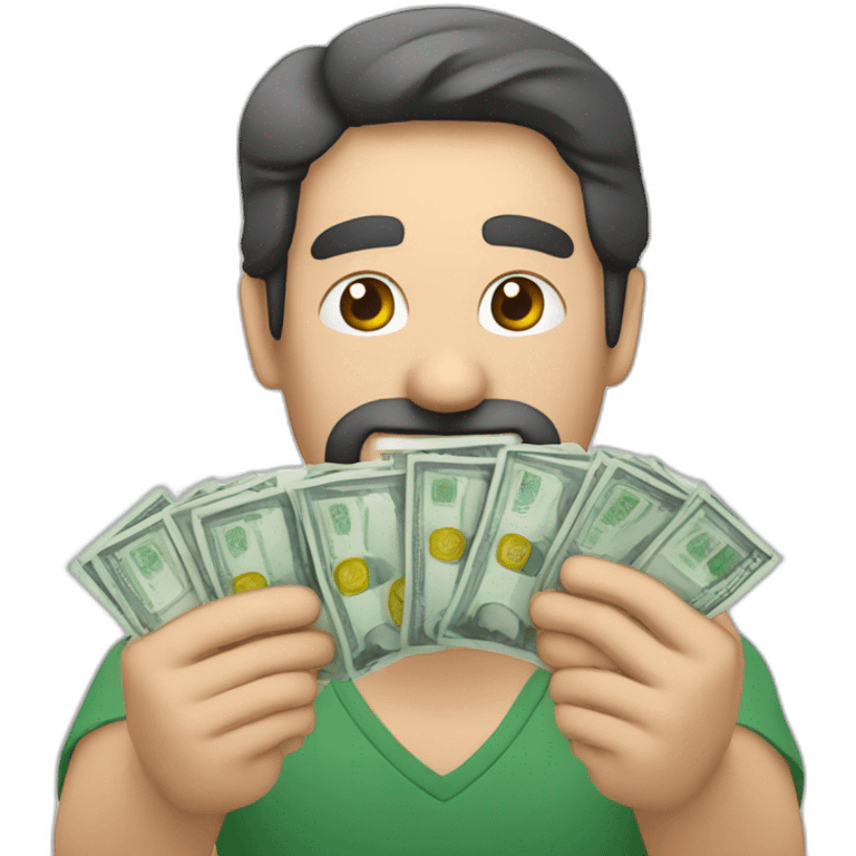 un apreton de manos con billetes entre ambas manos emoji