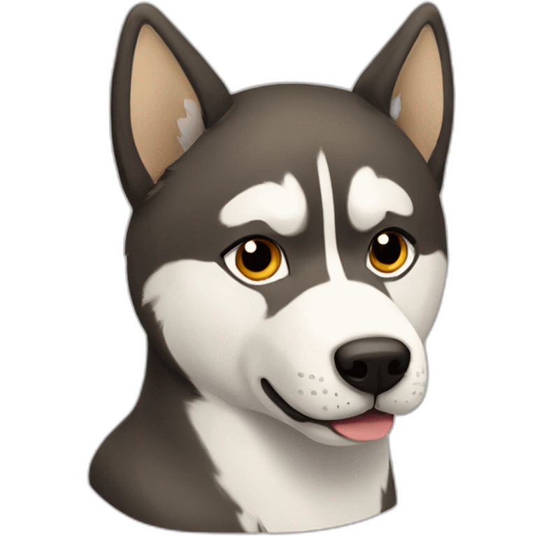 husky with shiba colored fur, 3/4 view emoji