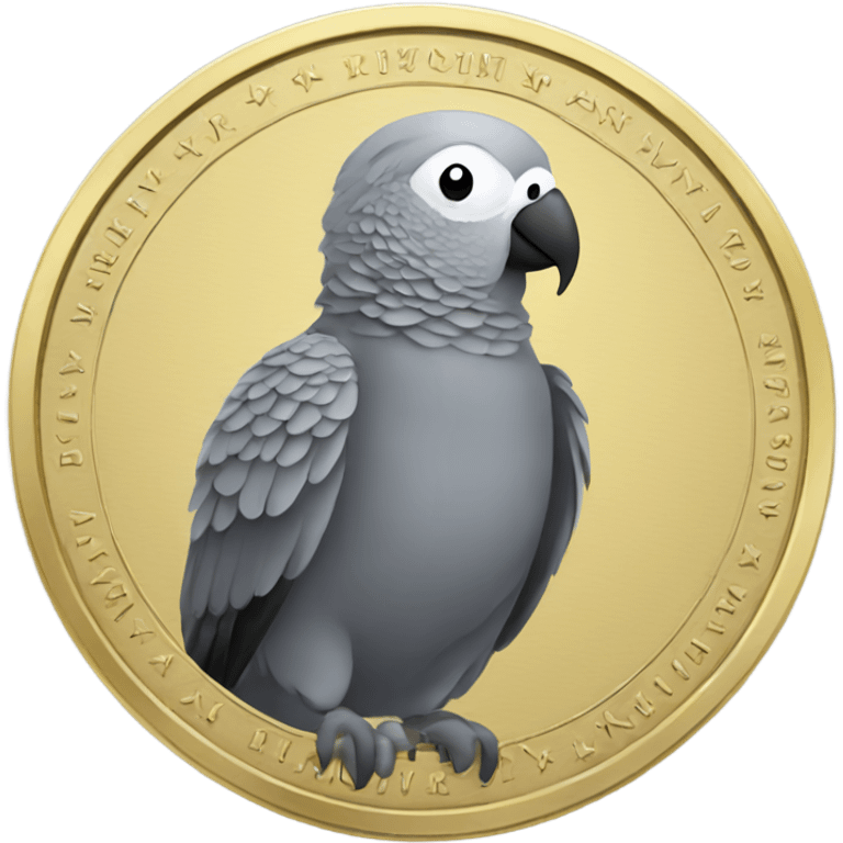 Coin with African grey bird on it  emoji