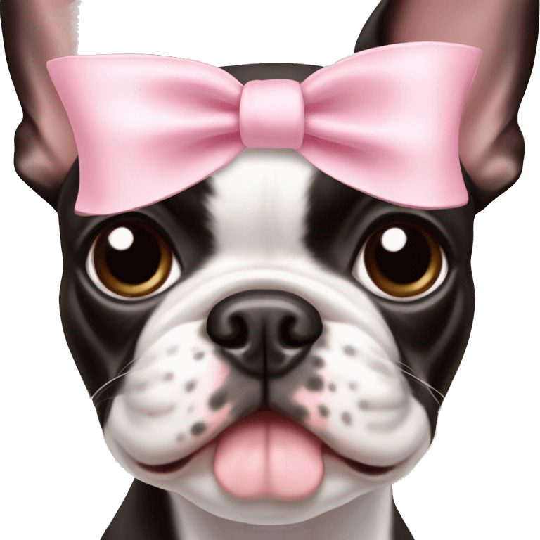 Boston Terrier dog with baby pink bow emoji