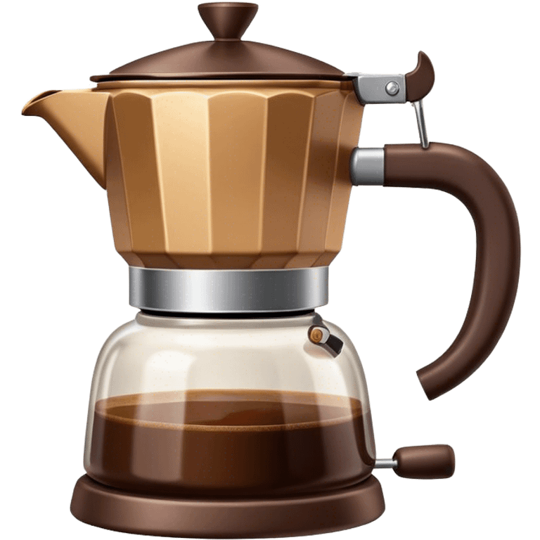 Cinematic Realistic Moka Pot Pop Culture Emoji, featuring an iconic Italian coffee maker rendered with classic charm and warm, inviting lighting. emoji