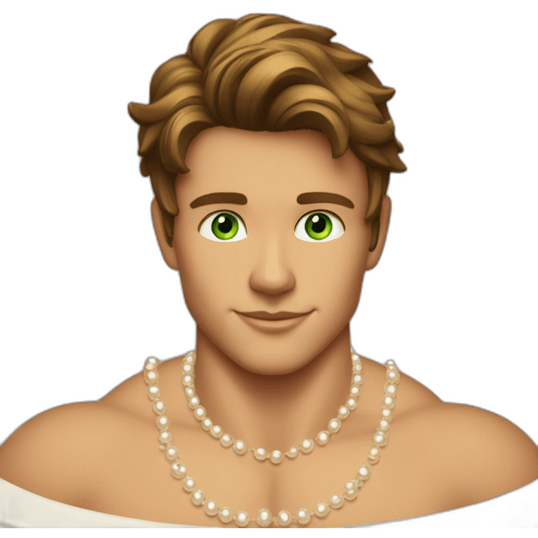 Posh-muscle-boy-brown-hair-green-eyes-pearl-necklace-in-golden-bathtub emoji