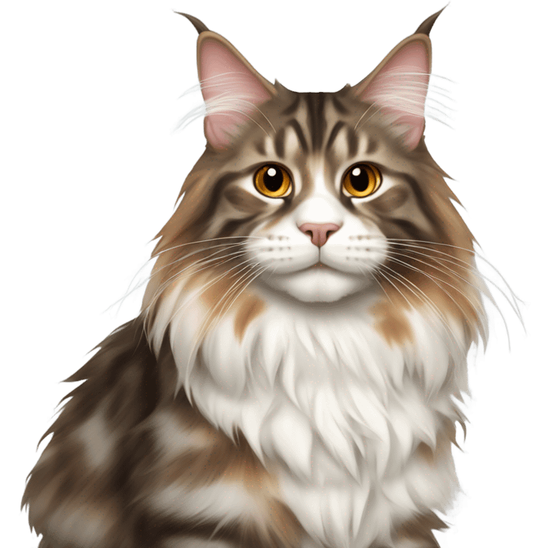 The Maine Coon is white, brown and red in color emoji