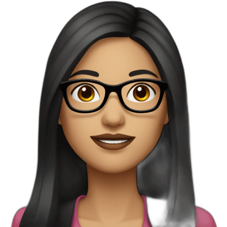 latina with glasses and dark long black straight hair with big lips and formal chothes emoji