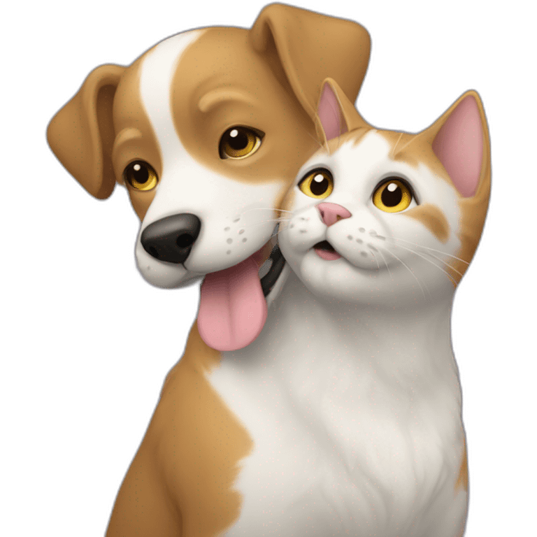 cat kissing dog in the moonlight emoji