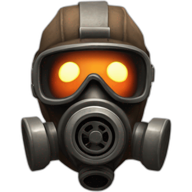 Pyro from Team fortress 2 with gas mask, angry emoji