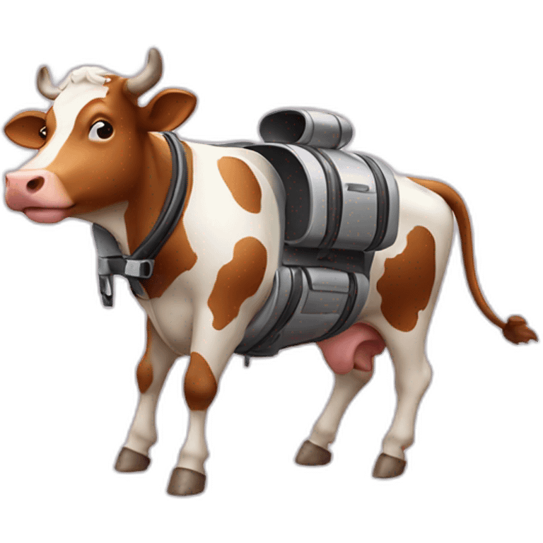 Cow with a jet pack emoji