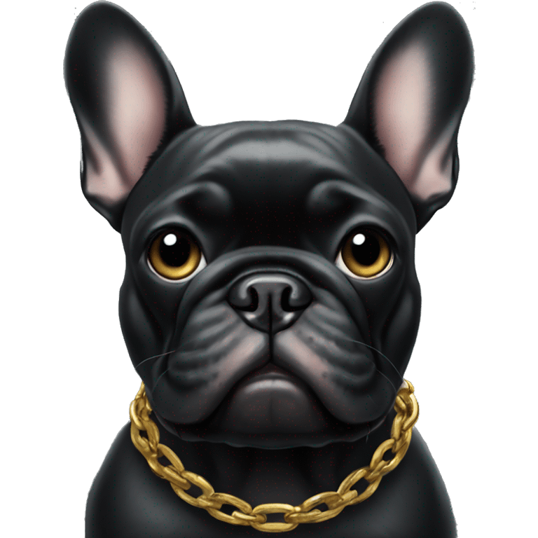 black french bulldog with a gold chain  emoji