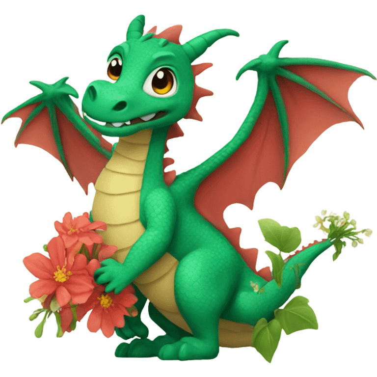 Dragon holding flowers emoji