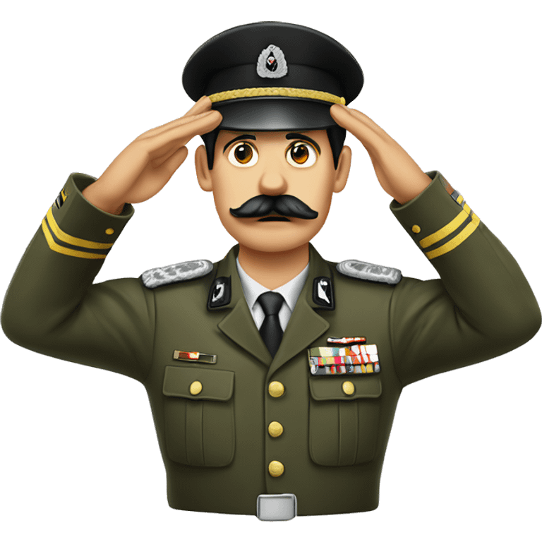 german army man saluting with mustache black hair emoji