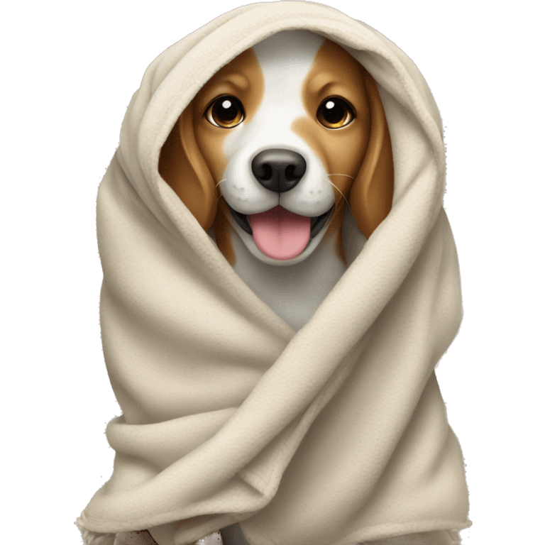 Cute dog with blanket  emoji