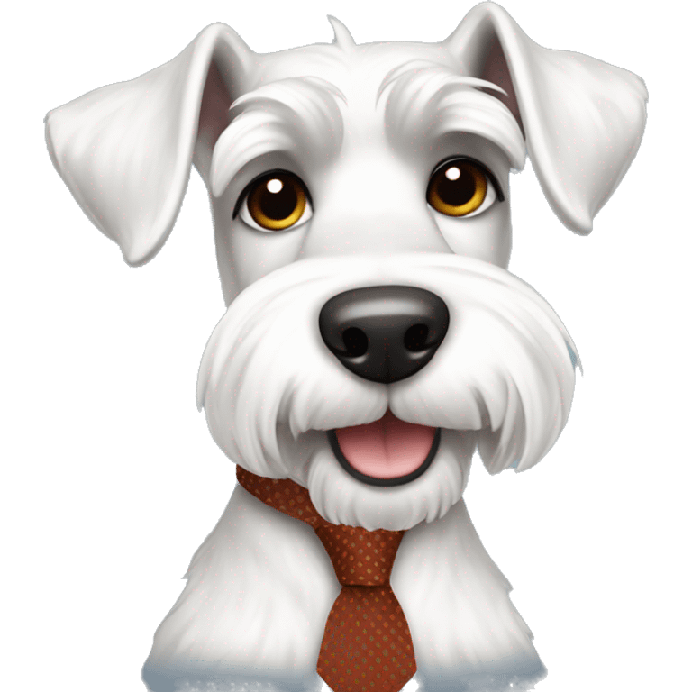 White fun mini schnauzer wearing tie emoji