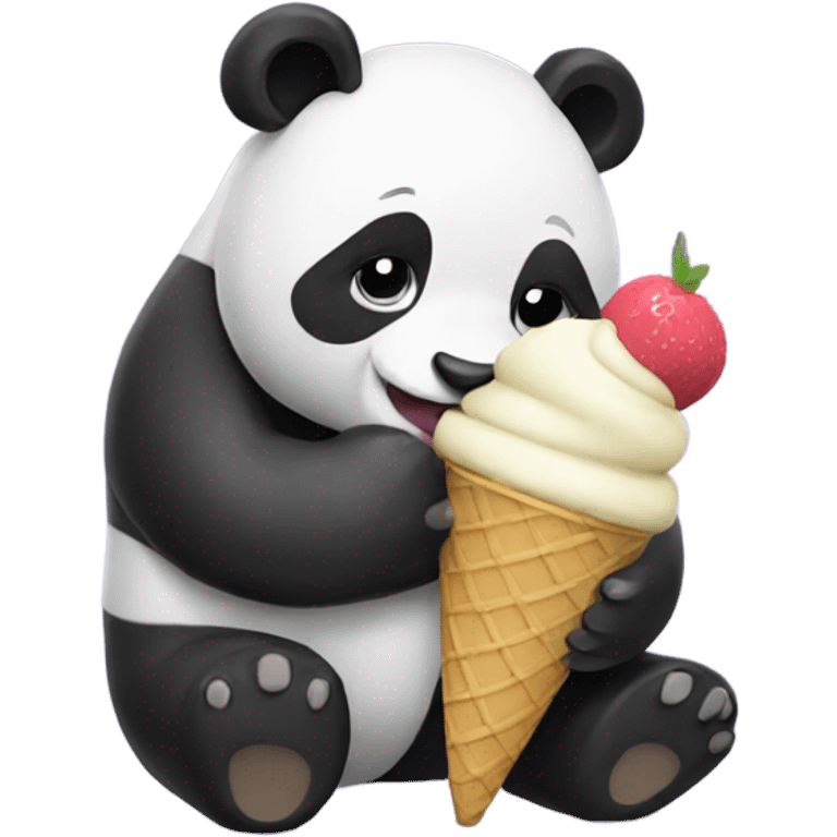 Panda eating ice cream emoji