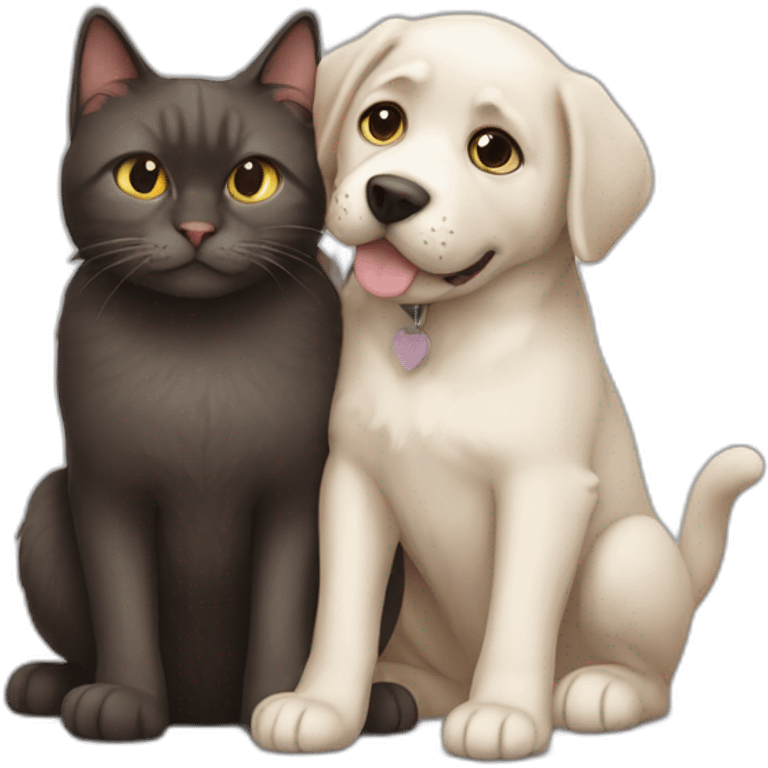 cat and dog hugginh emoji