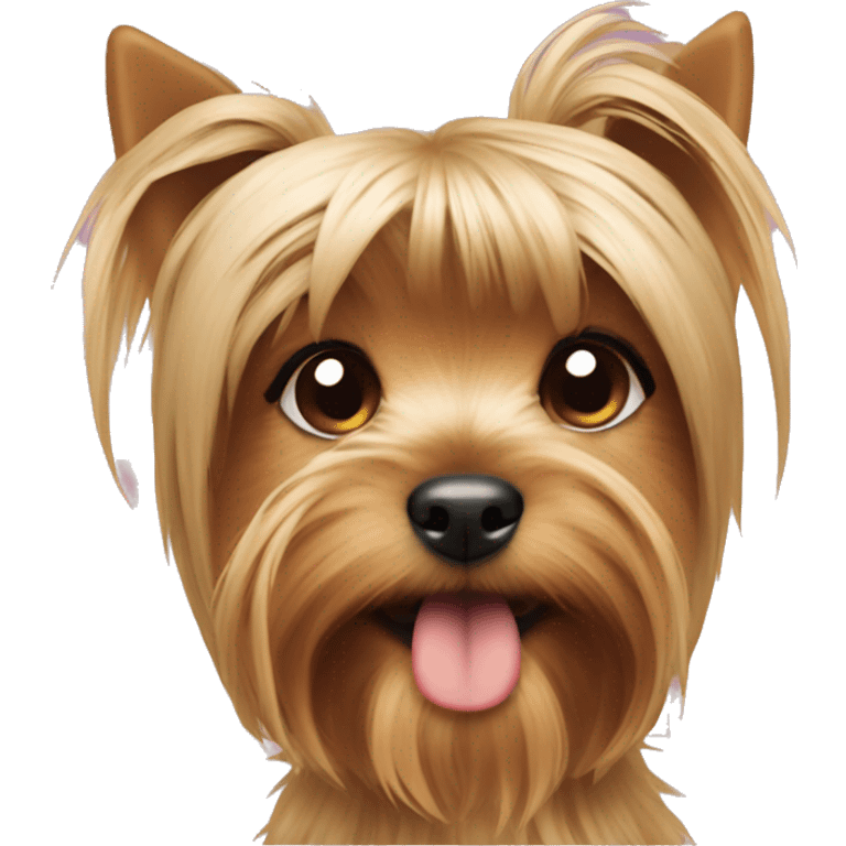 Yorkshire terrier puppy with a ponytail on its head  emoji