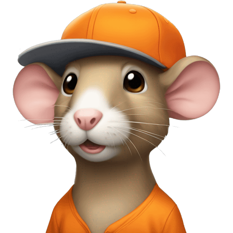 put a orange baseball cap on a rat emoji