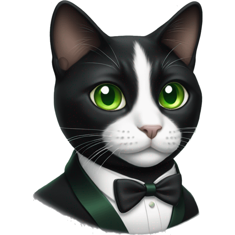 tuxedo cat with green eyes emoji