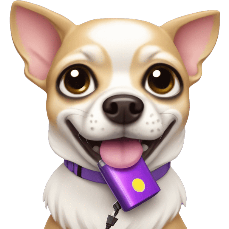 Chihuahua with purple powerbank emoji