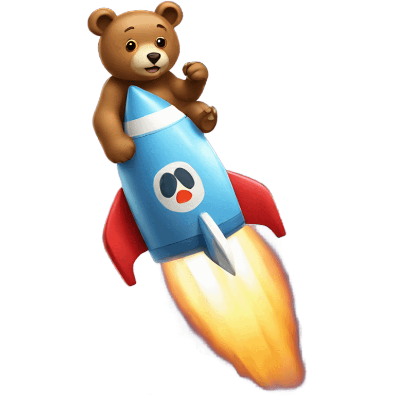 Bear sitting on a rocket emoji