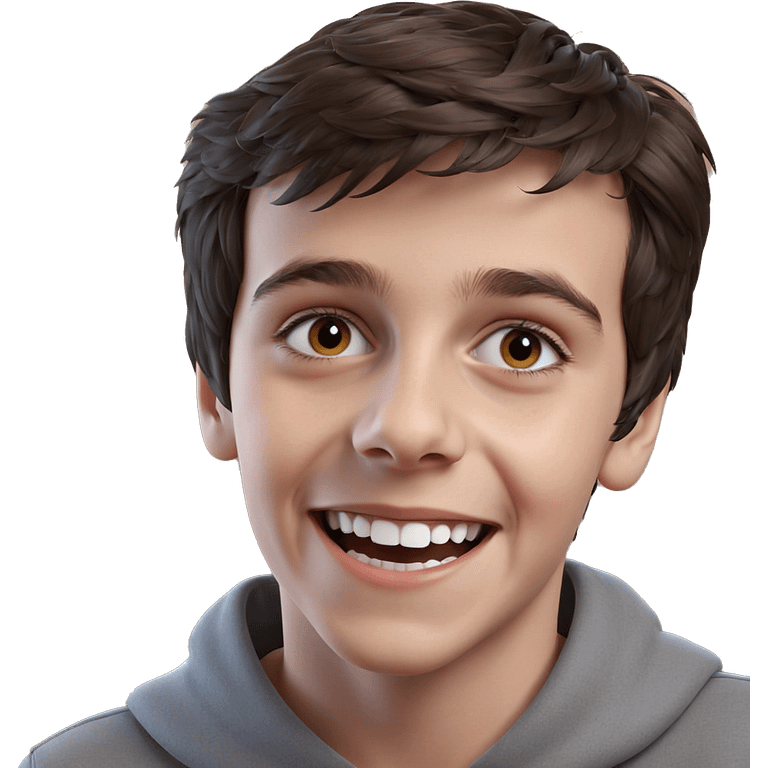 smiling boy portrait on brown emoji