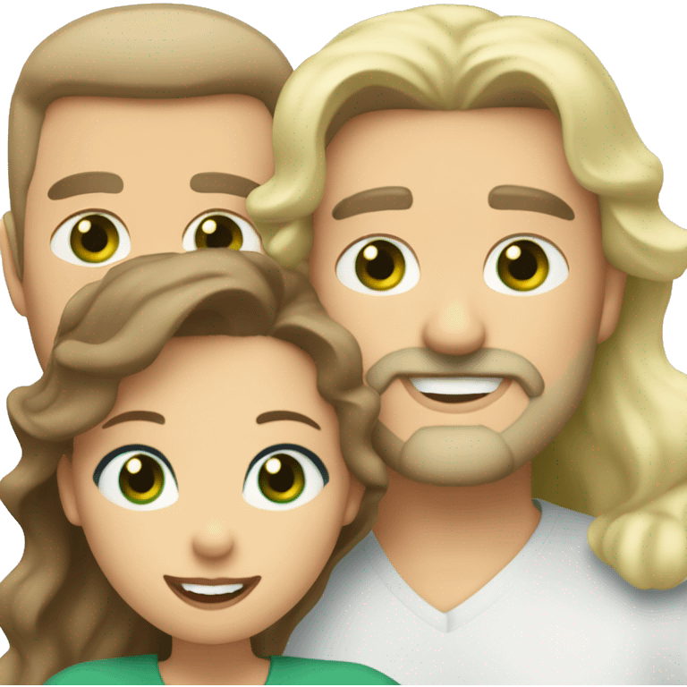 Brown hair green eyes goatee older man with blonde hair blue eyes woman hugging emoji