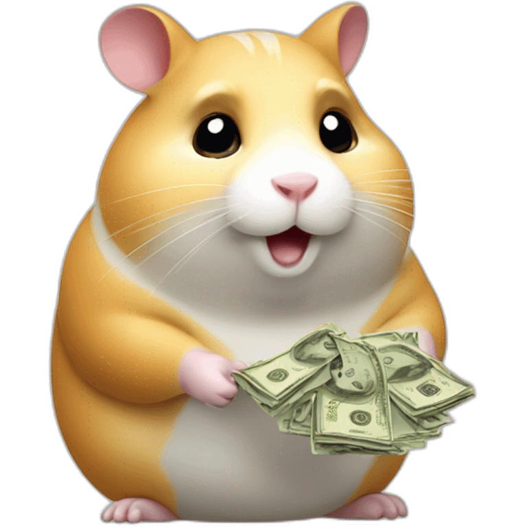 Fat hamster offering pack of money   emoji