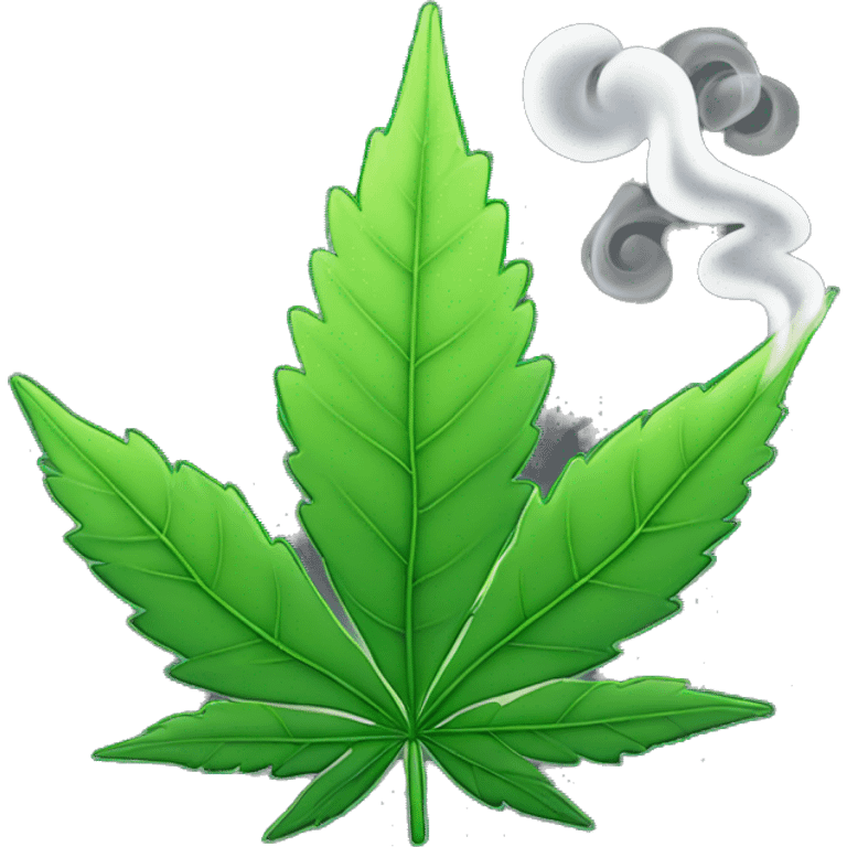 Weed leaf with a smoke  emoji