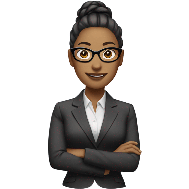 woman with glasses in a suit and a ponytail emoji