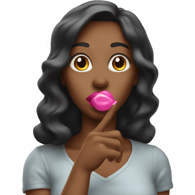 A woman with pink lips blowing a kiss forward with her hands emoji