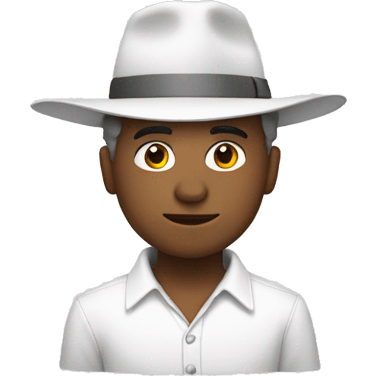 Guy in all white with pointy hat emoji