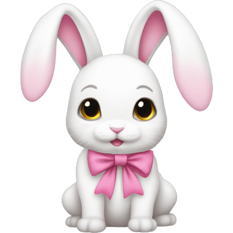 the most cute white bunnie with pink bows emoji