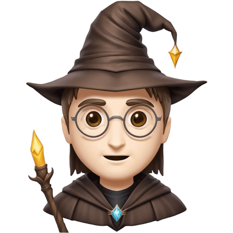 Cinematic Realistic Harry Potter Pop Culture Emoji, featuring a mystical, enchanted portrayal inspired by the iconic wizard rendered with lifelike magical details and dynamic lighting. emoji