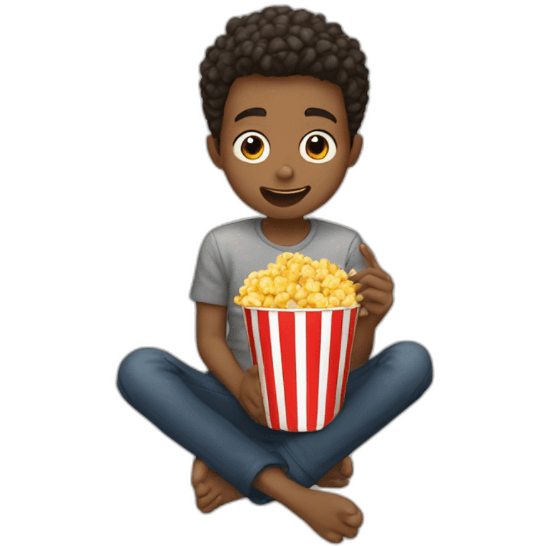 boy eating popcorns emoji