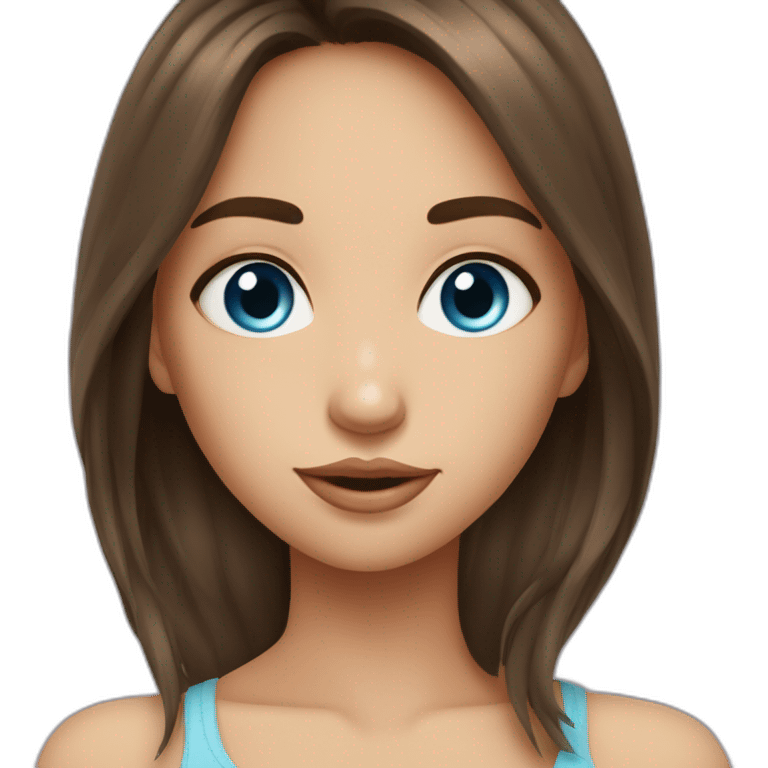 Fille yeux bleus brune cheveux long emoji