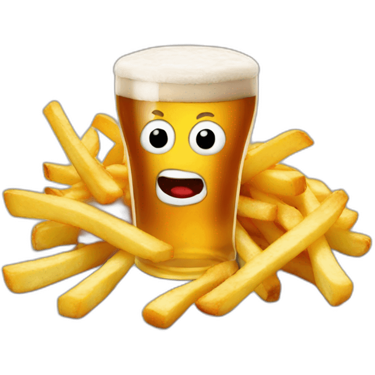 fries drinking beer emoji