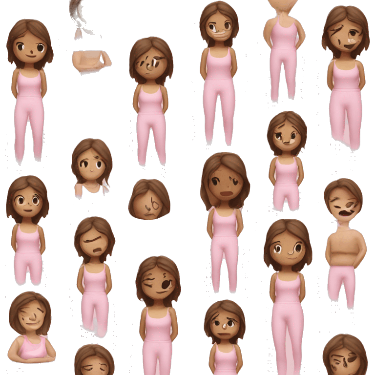 Brown hair yoga girl light pink clothes n emoji