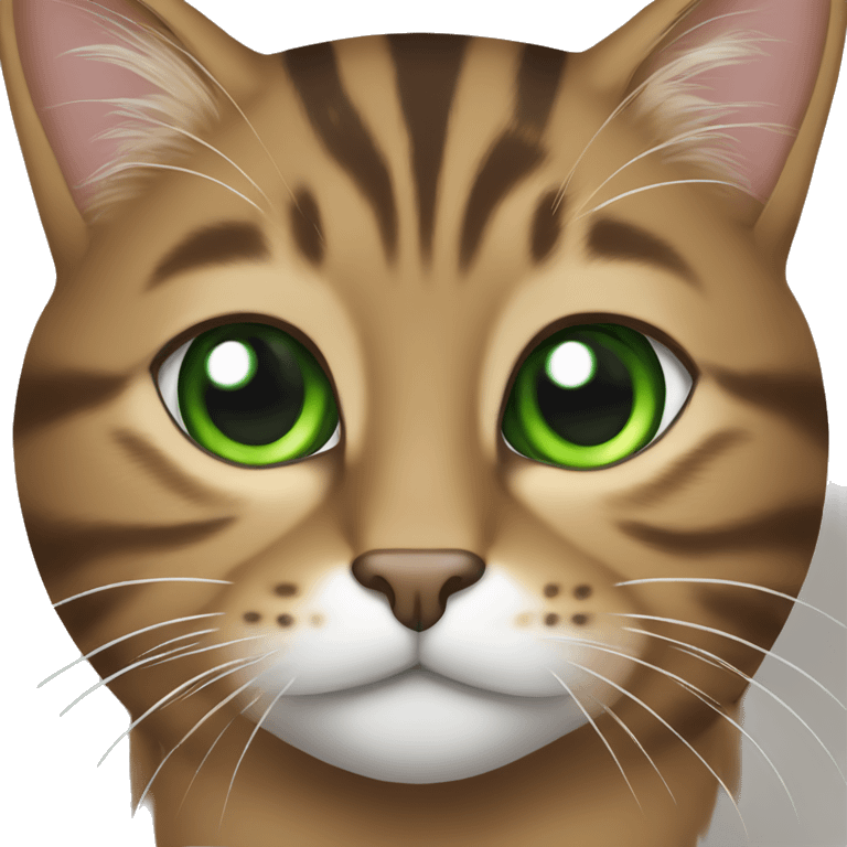 Brown tabby cat with green eyes  emoji