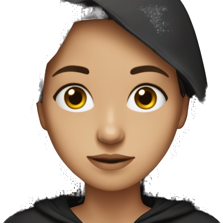 brunette girl in black hodie emoji