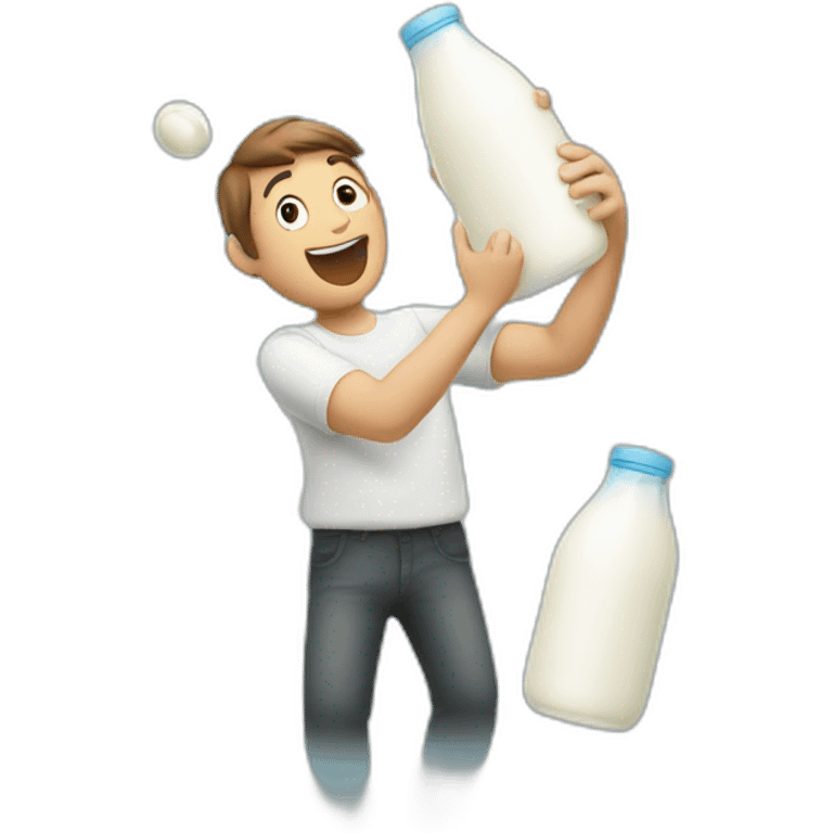 person juggling milk bottles but they've dropped one emoji