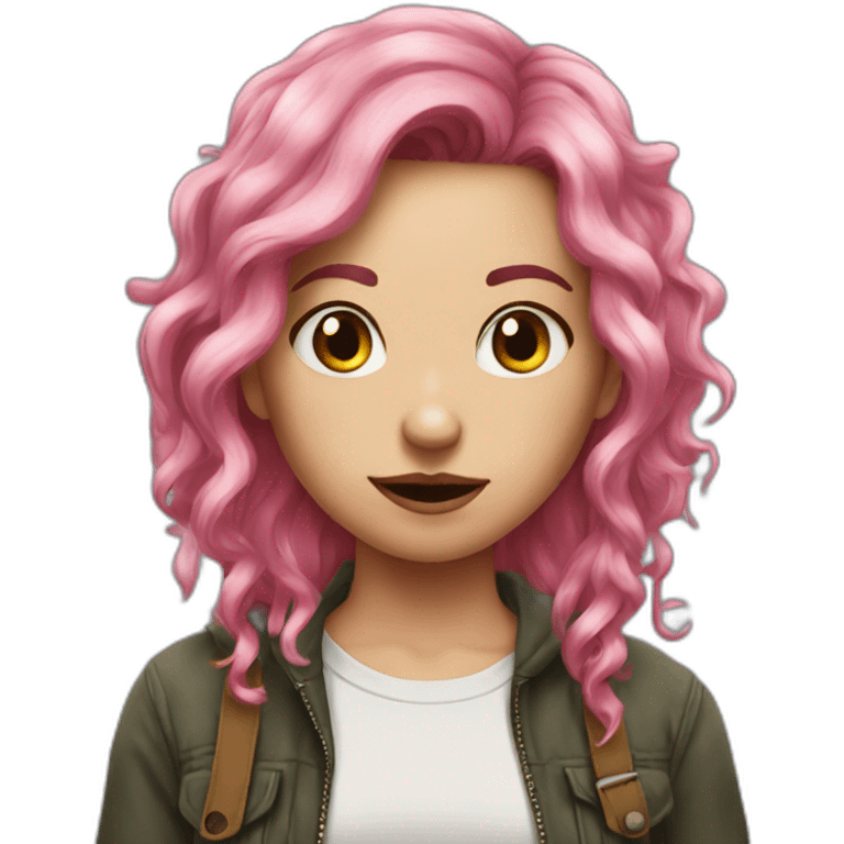 mischevious girl pink hair chaos emoji