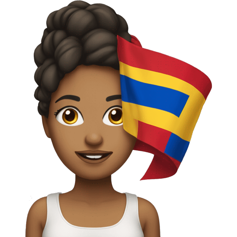 Proud venezuelan woman with bright makeup and a venezuelan flag emoji