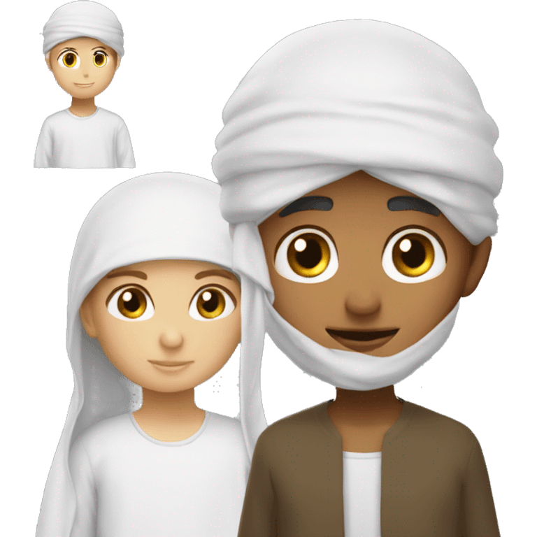 create a emoji a boy giving azan wearing white tope and withe cap musl emoji