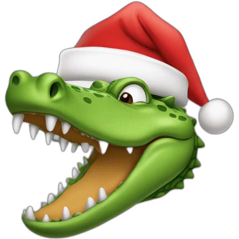 crocodile with santa hat emoji